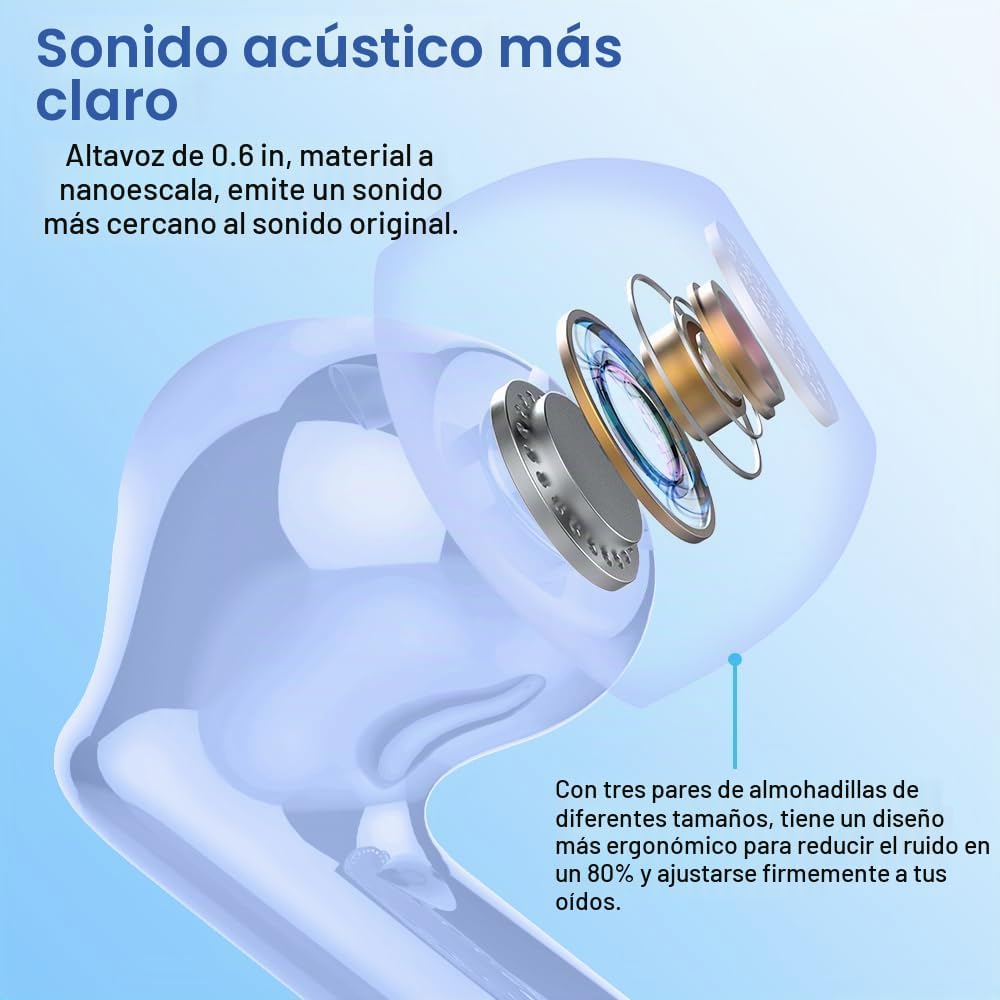 Auriculares inalámbricos, auriculares Bluetooth 5.4 con graves esté...