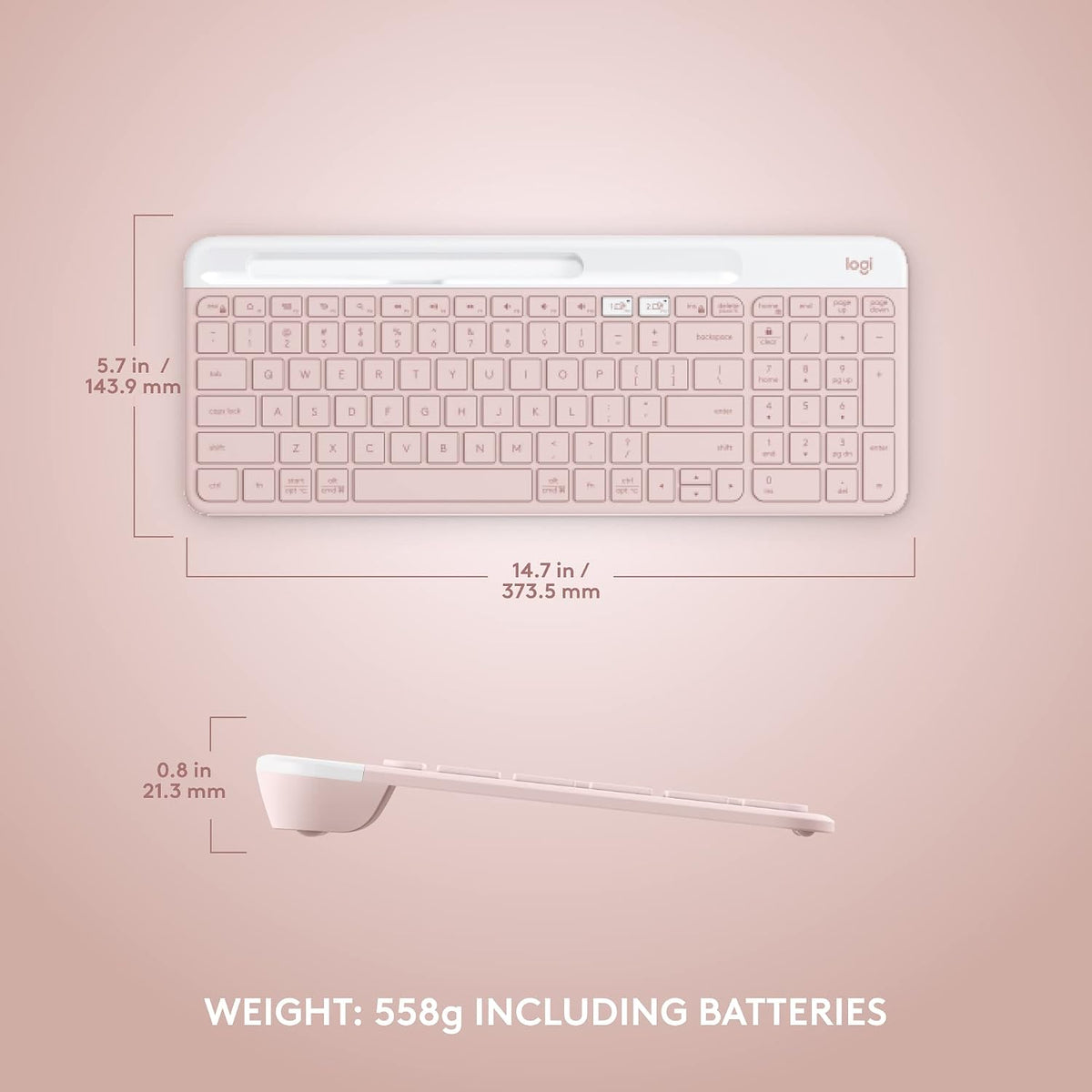Logitech Teclado inalámbrico delgado K585 con soporte de teléfono |...
