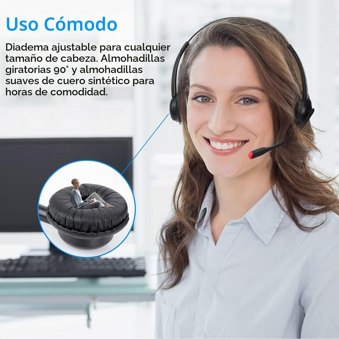 Auriculares USB con micrófono para PC Ordenador Portátil Auriculare...