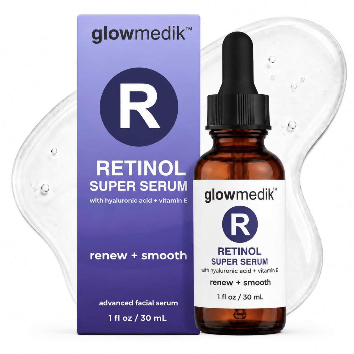 Glowmedik Suero potenciador de retinol para cara con ácido hialurón...