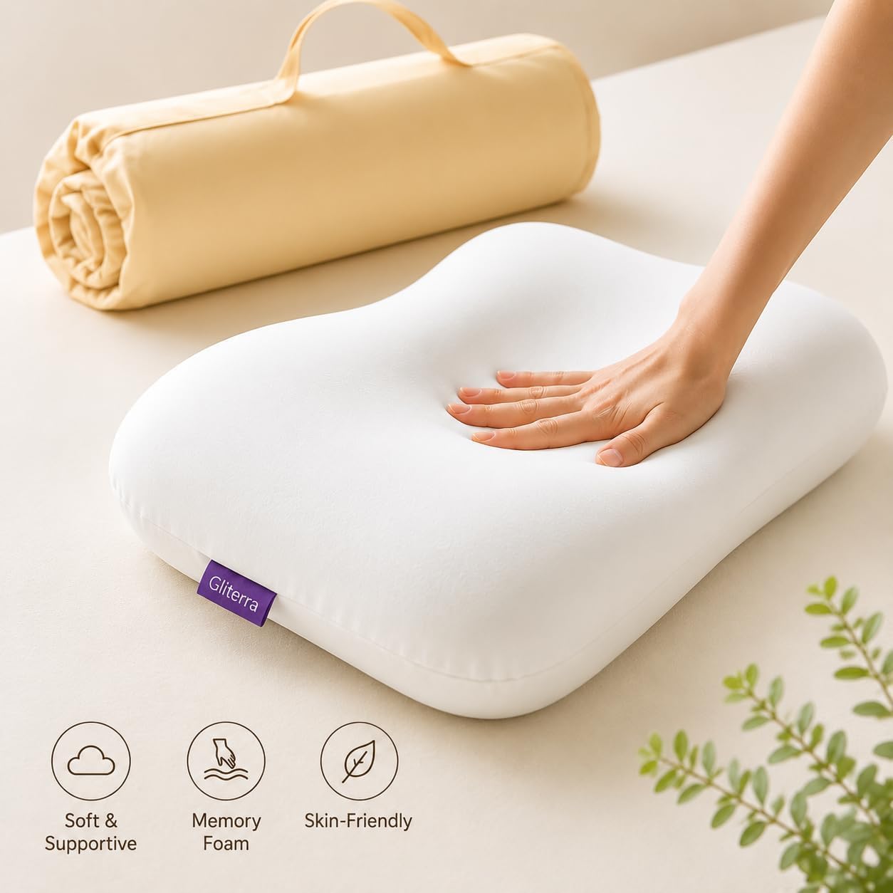 Gliterra Almohada de cuello de espuma viscoelástica de viaje, almoh...