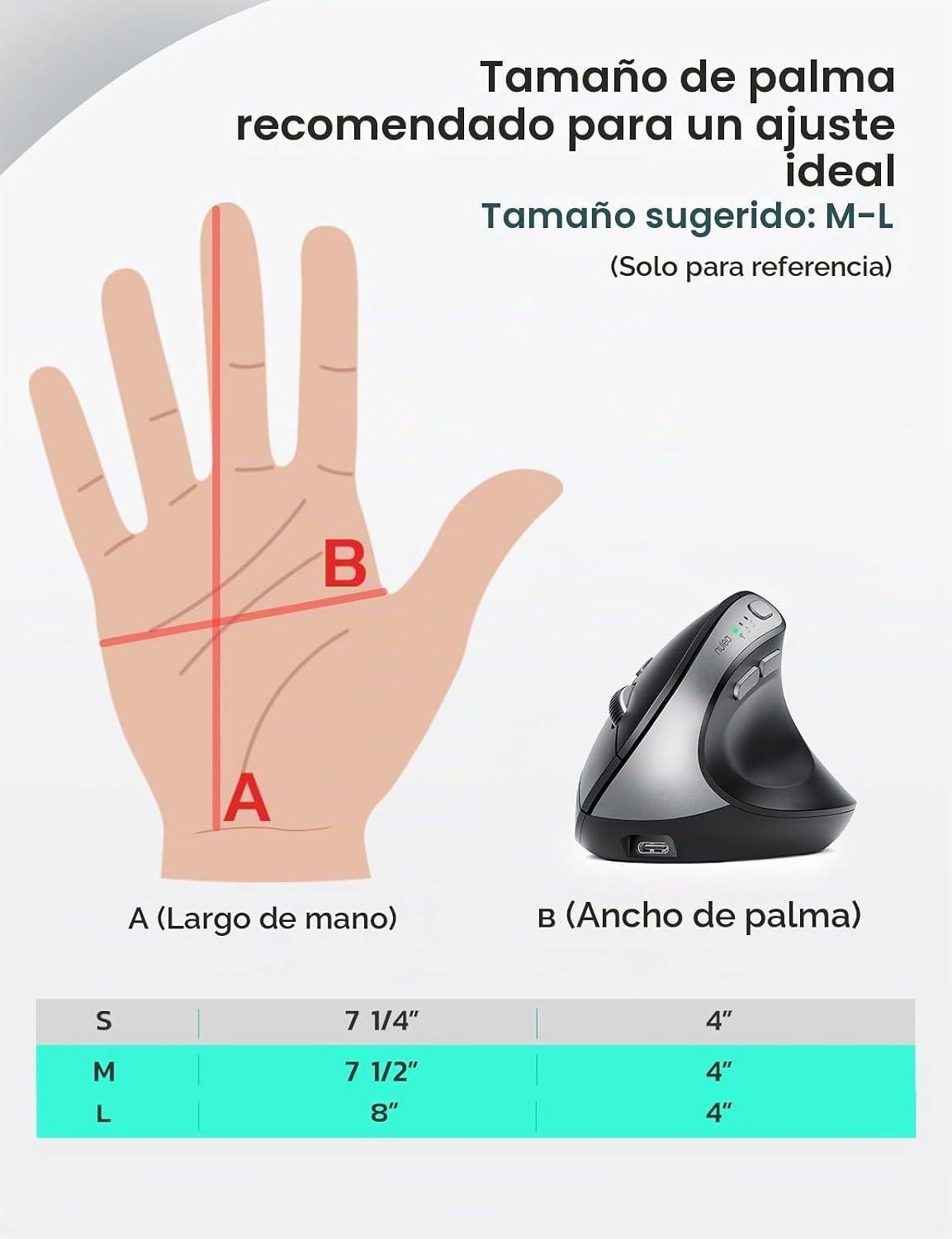 Ratón inalámbrico vertical ergonómico Nulea con clic silencioso y |...