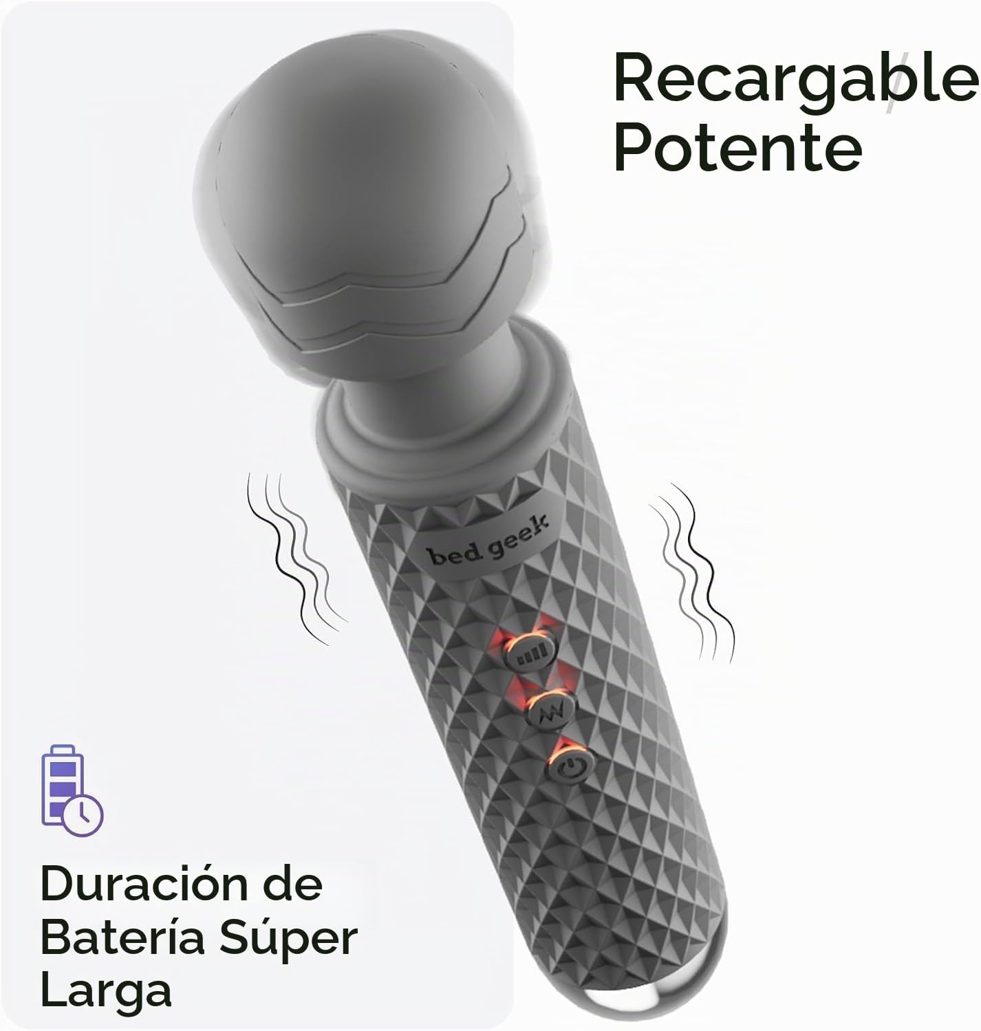 Bed Geek - Masajeador de varita personal inalámbrico de mano \u2013...