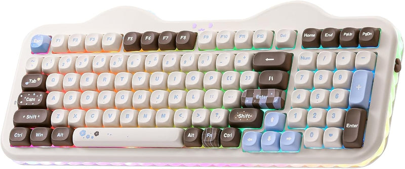 YUNZII Teclado mecánico inalámbrico C98 Cute Cake (Choco, interrupt...