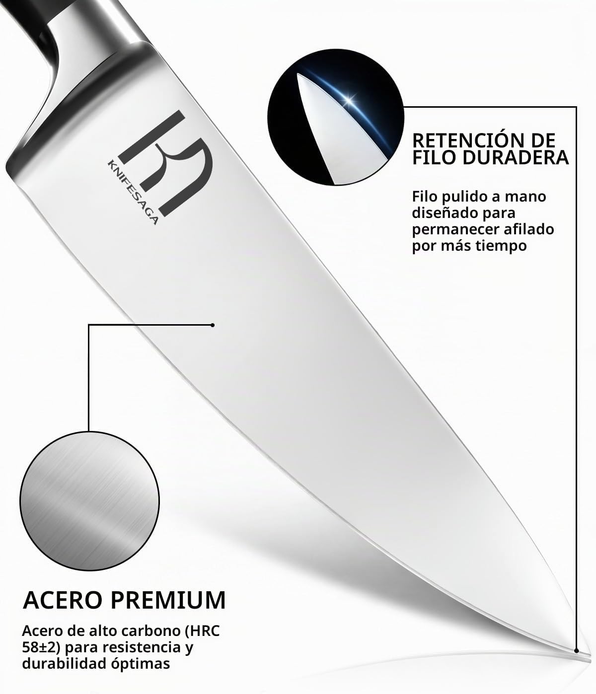 KnifeSaga - Juego de bloques de cuchillos de 15 piezas con afilador...