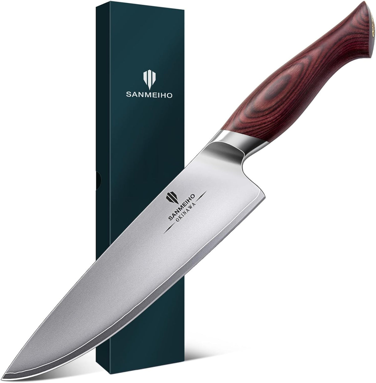 SANMEIHO Cuchillo de chef de 8 pulgadas, de acero inoxidable japoné...