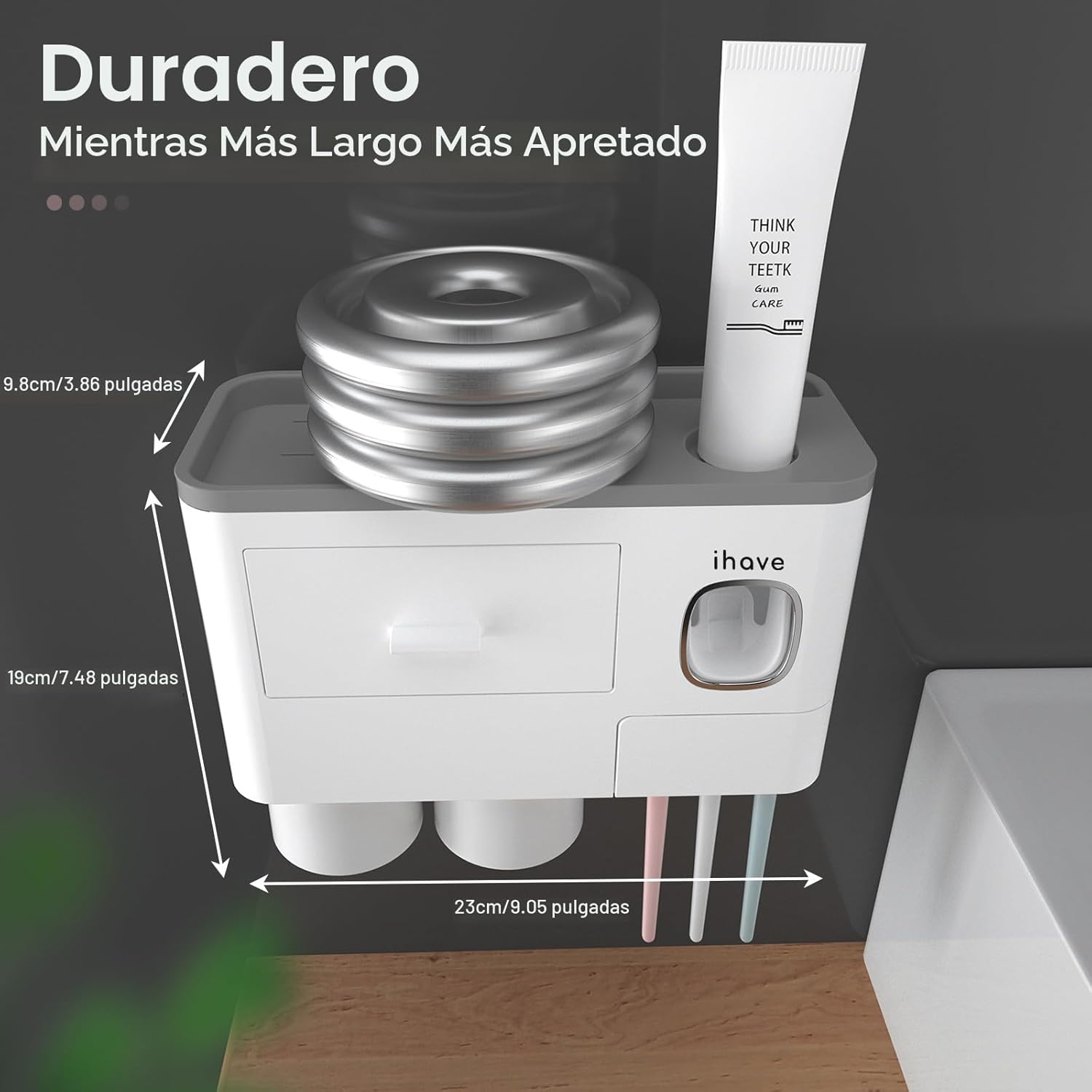 iHave Soportes para cepillos de dientes montados en la pared con |...