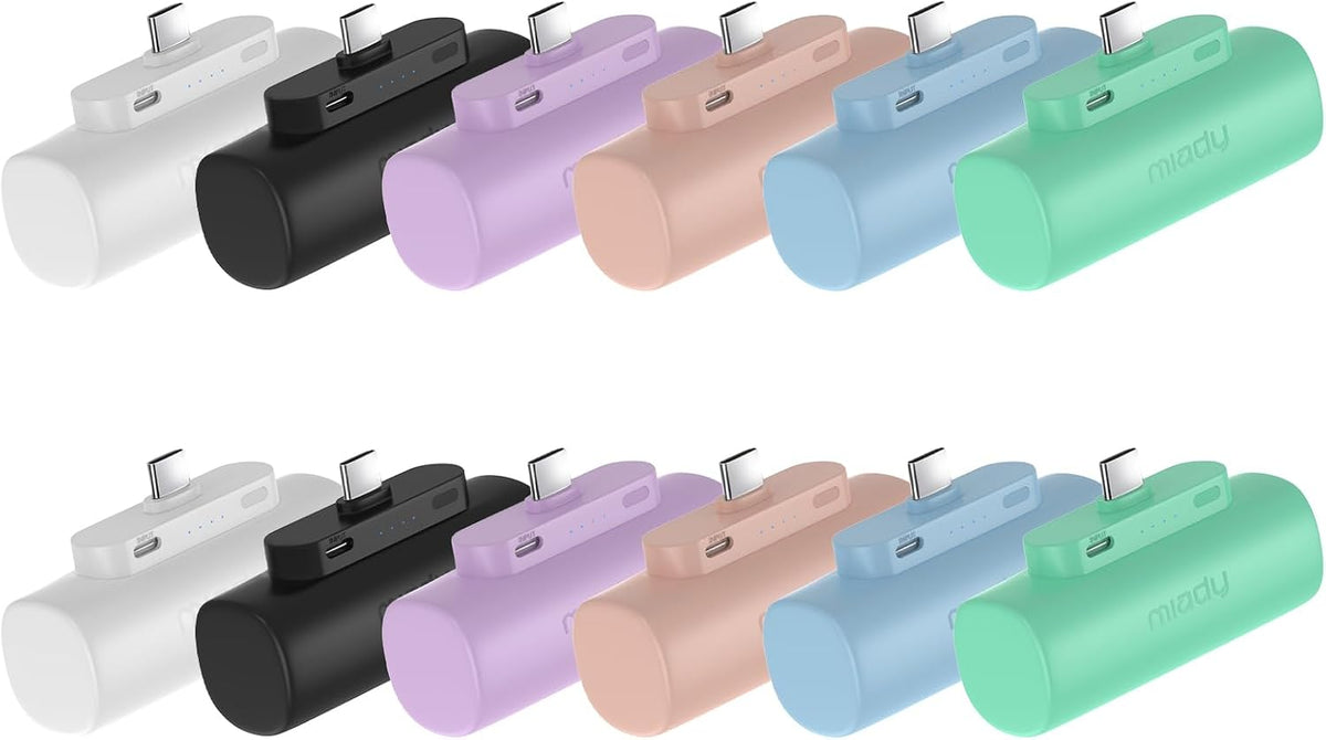 Miady Paquete de 12 mini cargador portátil incorporado con conector...