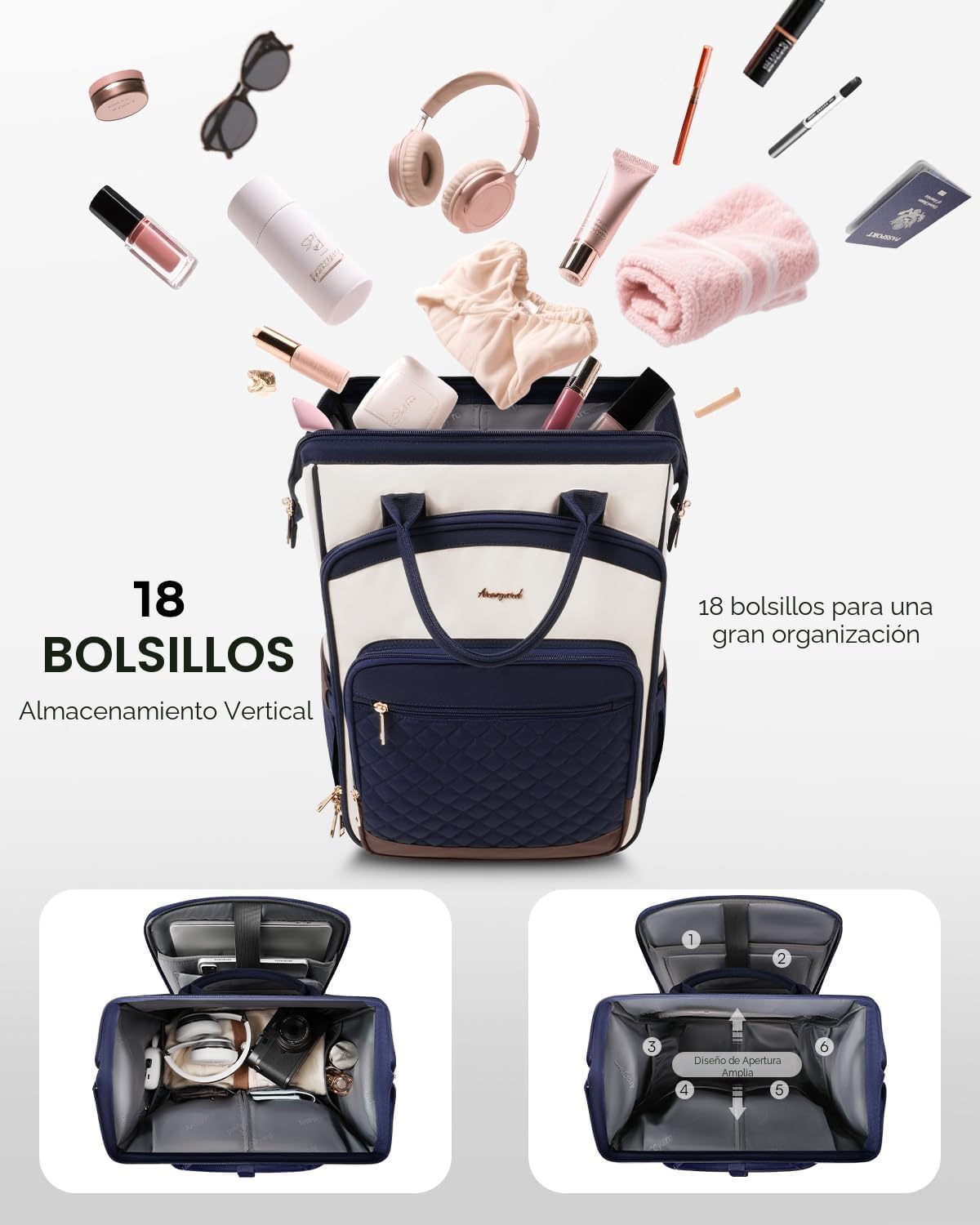 Arcoyard Mochila con ruedas para mujer, mochila de viaje de 16 pulg...