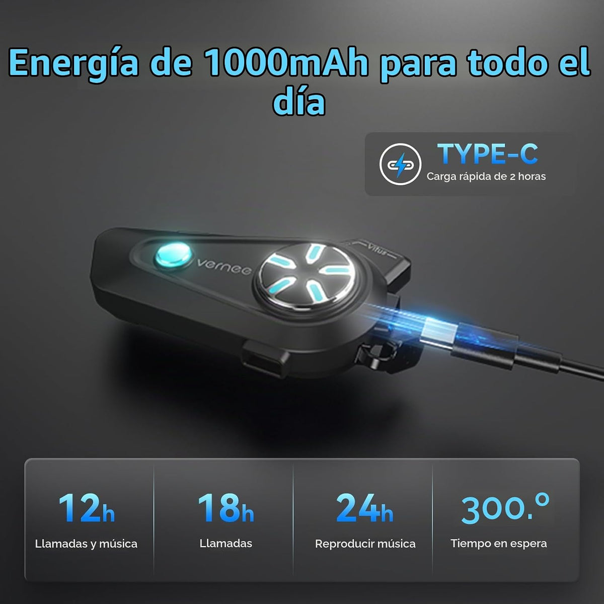 Vernee Altavoces Bluetooth para casco de motocicleta, 4 conductores...
