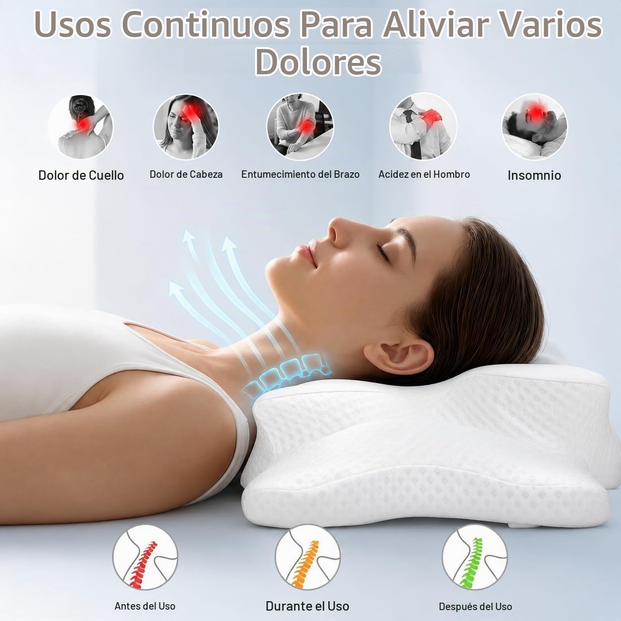 VYLEE Almohada cervical para el cuello, almohada de contorno de esp...