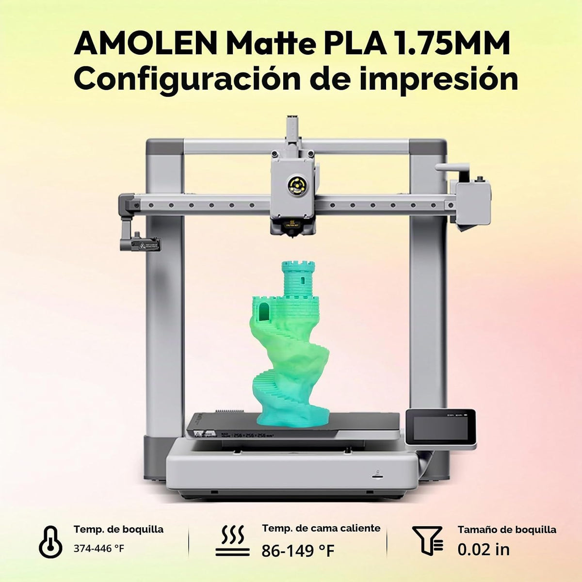AMOLEN Filamento de impresora 3D PLA mate de 0.07 in arcoíris bicol...