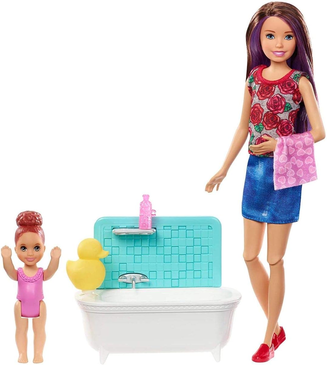 Barbie Skipper Babysitters Inc. Set de Juguetes de Baño, Morena