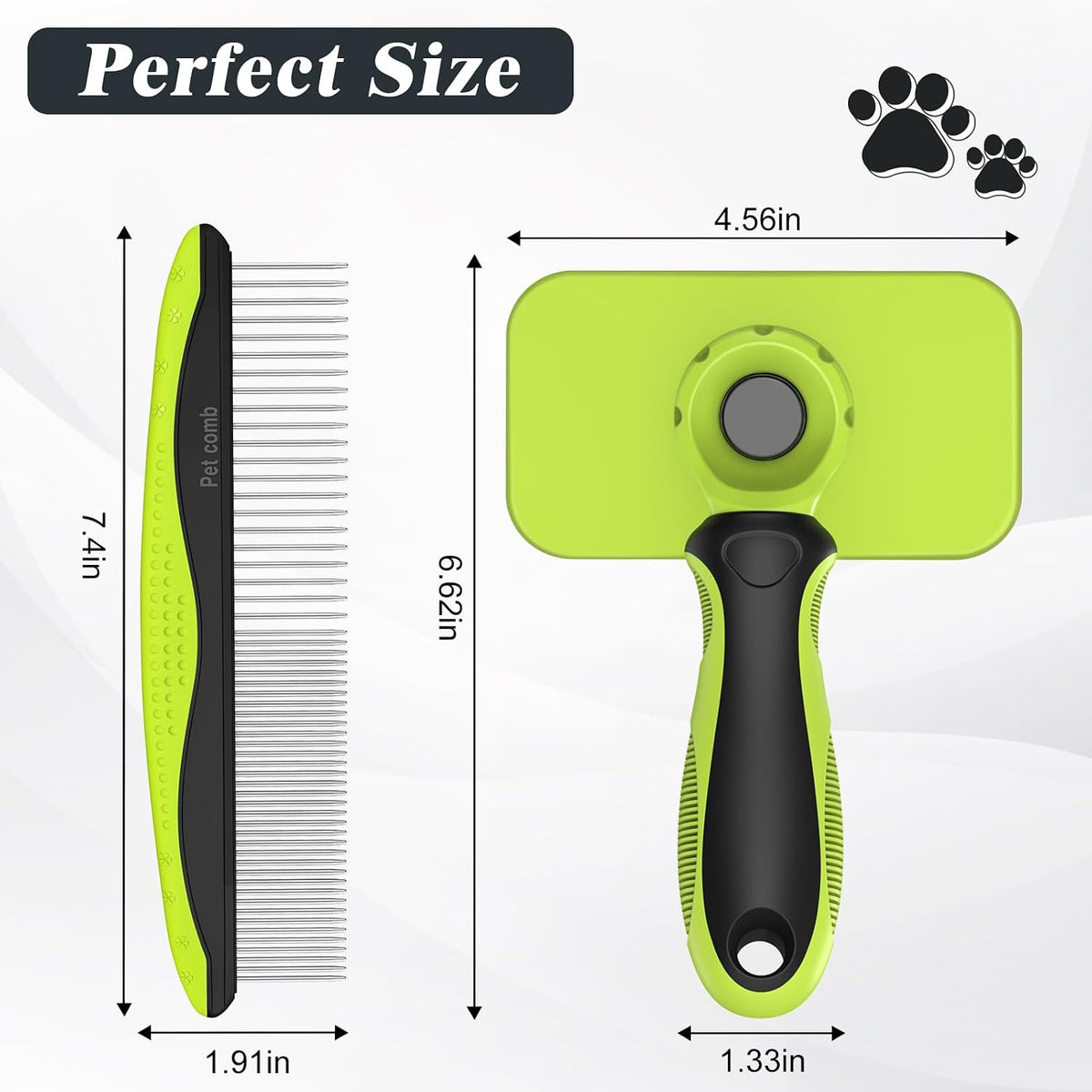 2 PCS Cepillo Slicker Autolimpiante y Peine para Perros - Herramien...