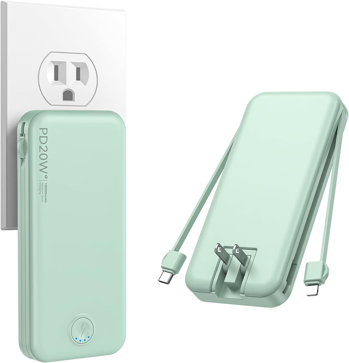Nusyddy Cargador portátil 10000mAh de carga rápida w\/incorporado e...