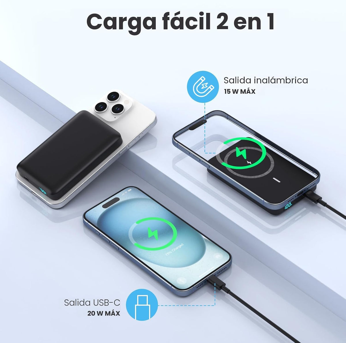 Cargador portátil magnético de 10800 mAh para batería Magsafe, banc...