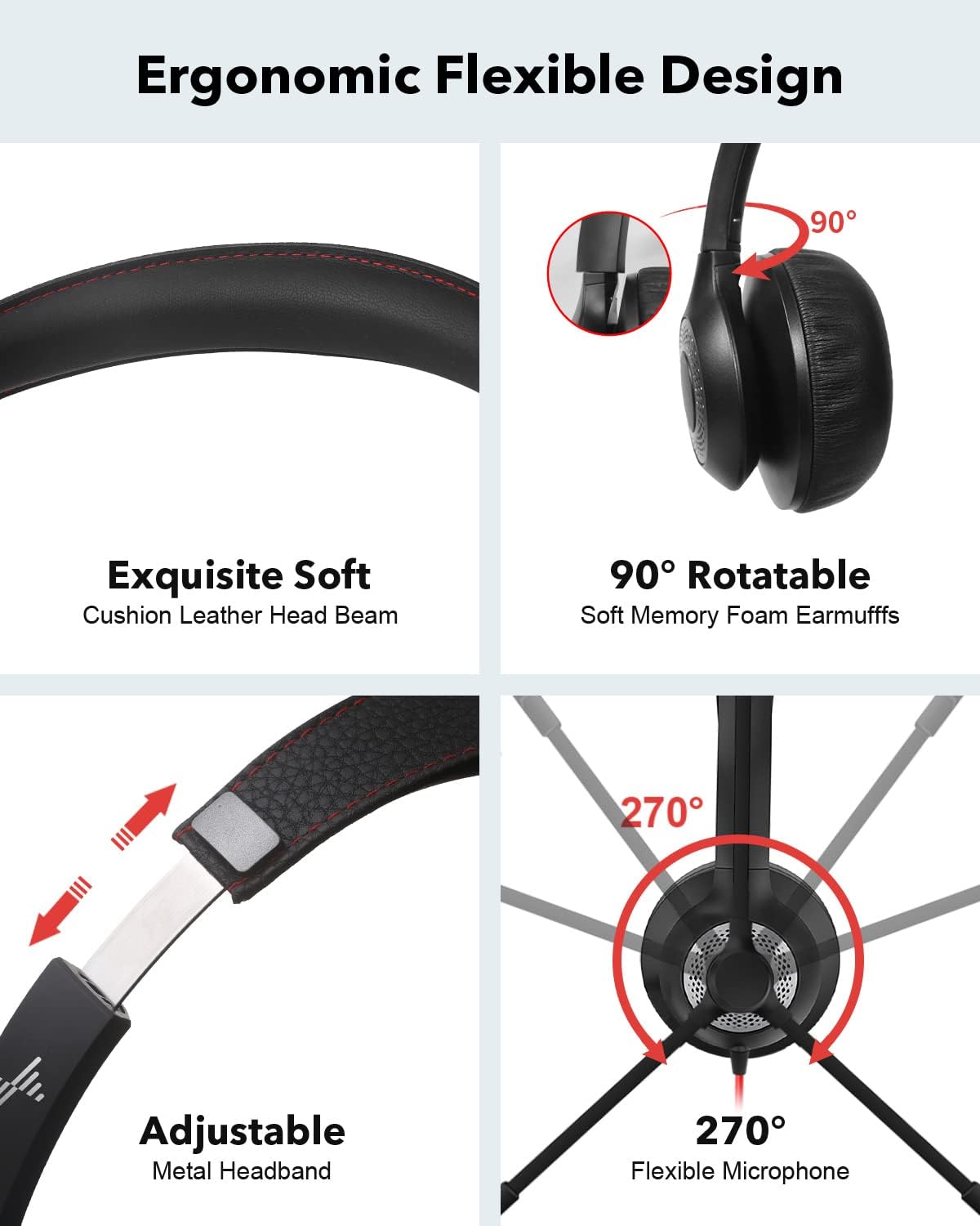 JIAMQISHI Auriculares USB con micrófono para PC, auriculares para c...
