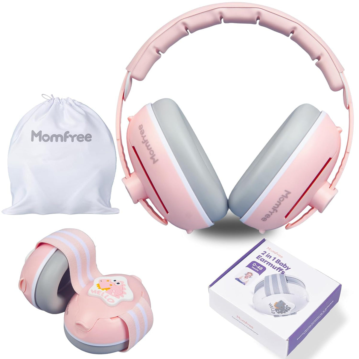 Momfree Fontanel-Safe - Orejeras 2 en 1 para bebé (0-48 meses) | 25...