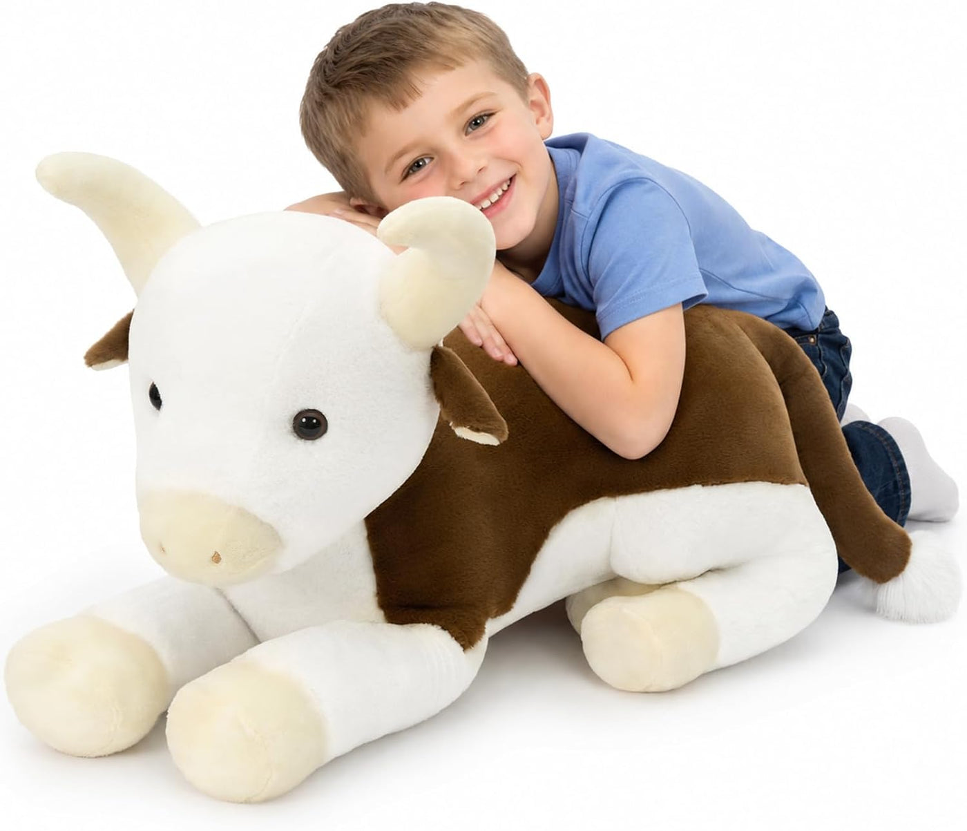 Tezituor 43.3 - Peluche de ganado Hereford gigante, almohada corpor...