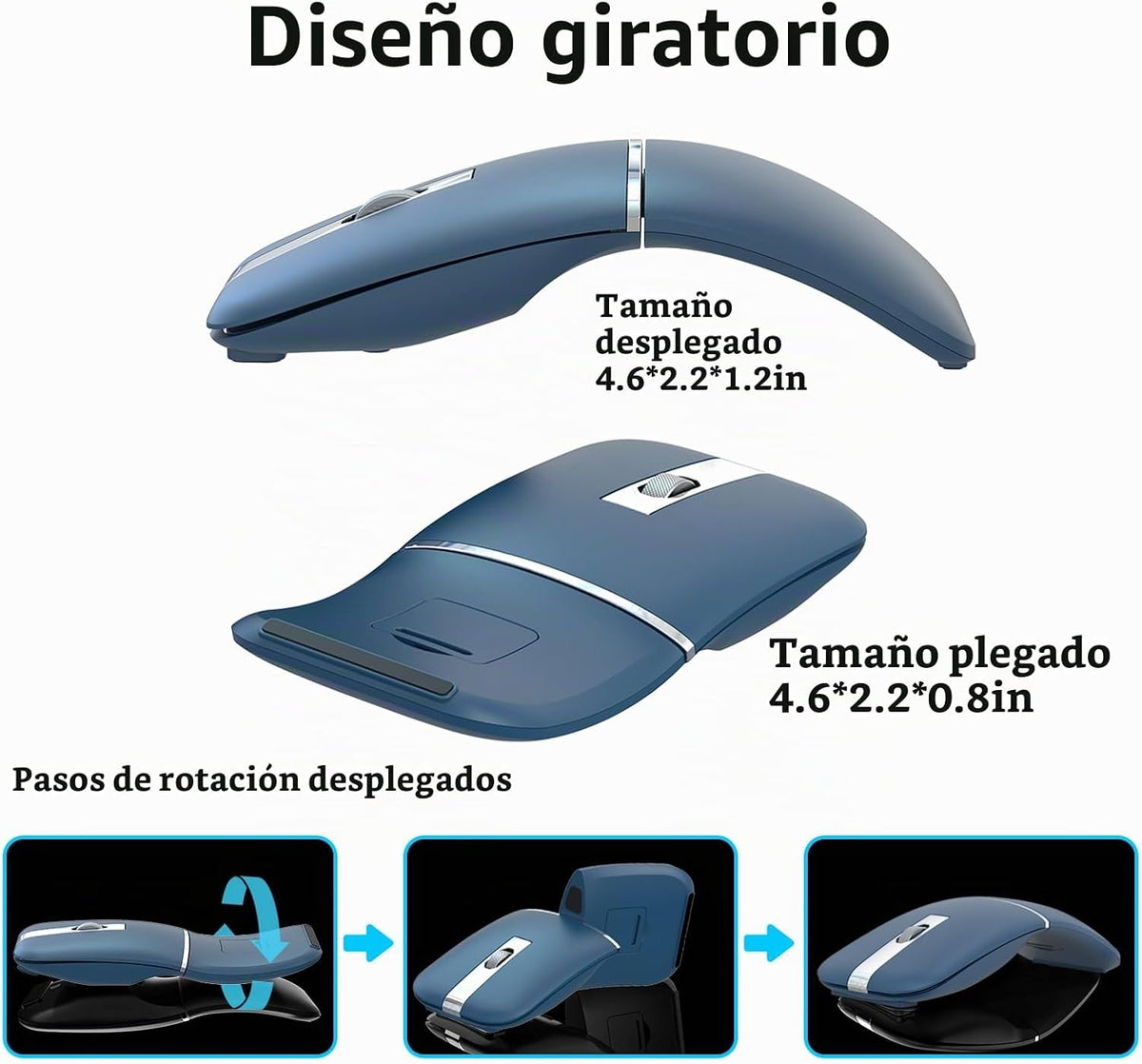 Ratón de viaje Bluetooth Arc - BT y USB Modo dual inalámbrico, reca...