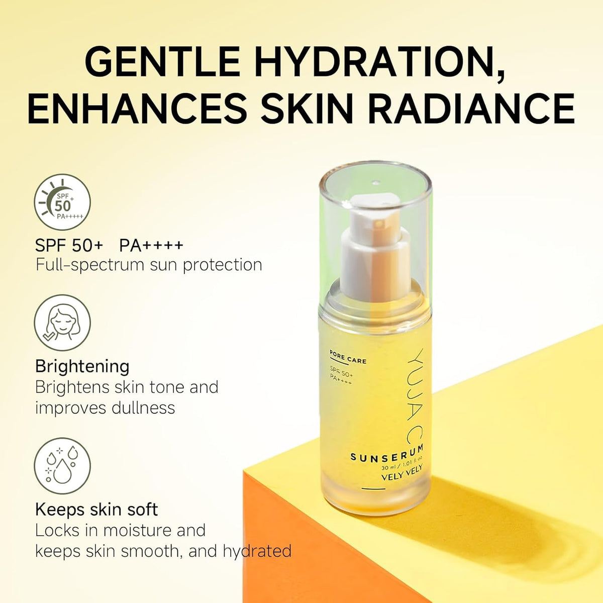 VELY VELY Yuja C - Suero protector solar SPF 50+ PA ++++, protector...
