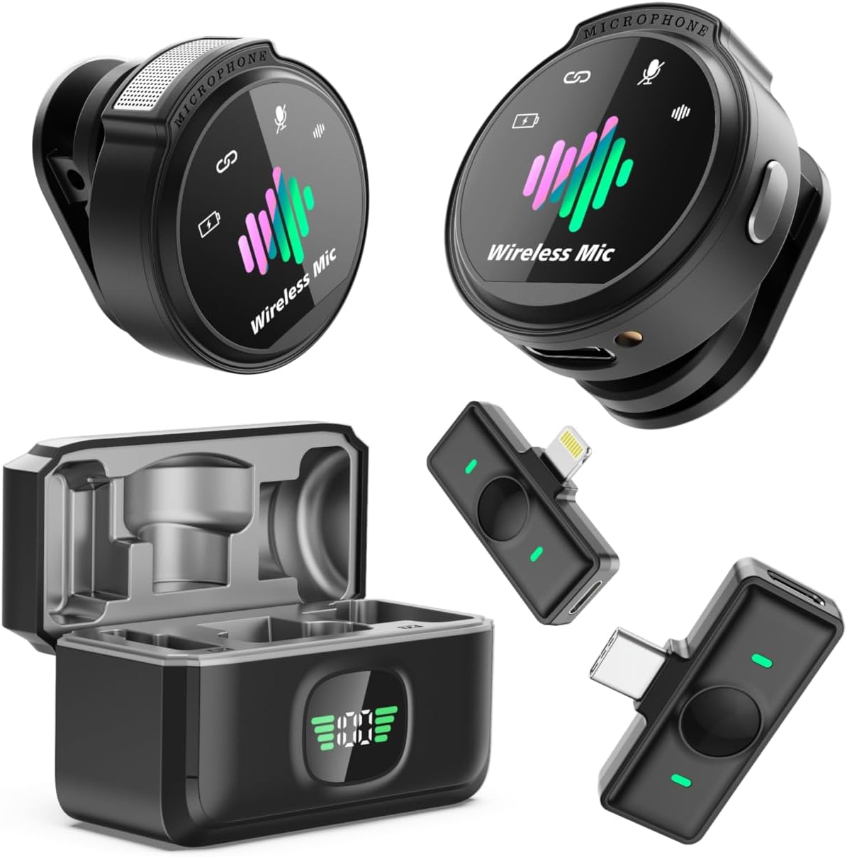 FGRLJFGLK Micrófono Lavalier inalámbrico para iPhone Negro | Micróf...