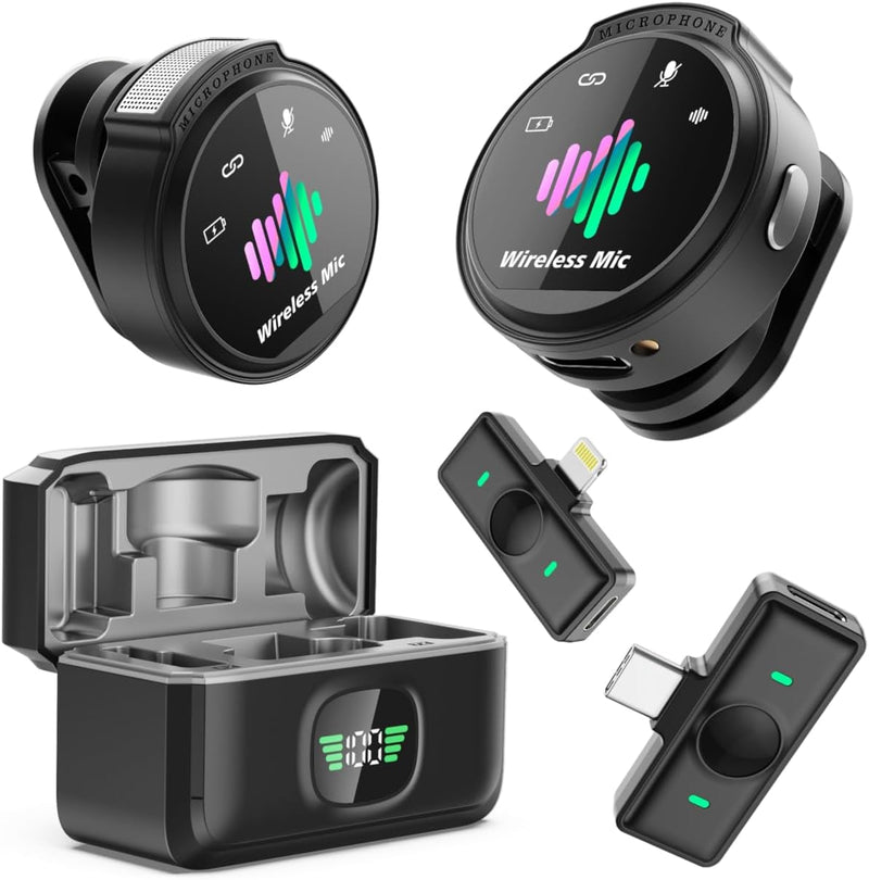 FGRLJFGLK Micrófono Lavalier inalámbrico para iPhone Negro | Micróf...