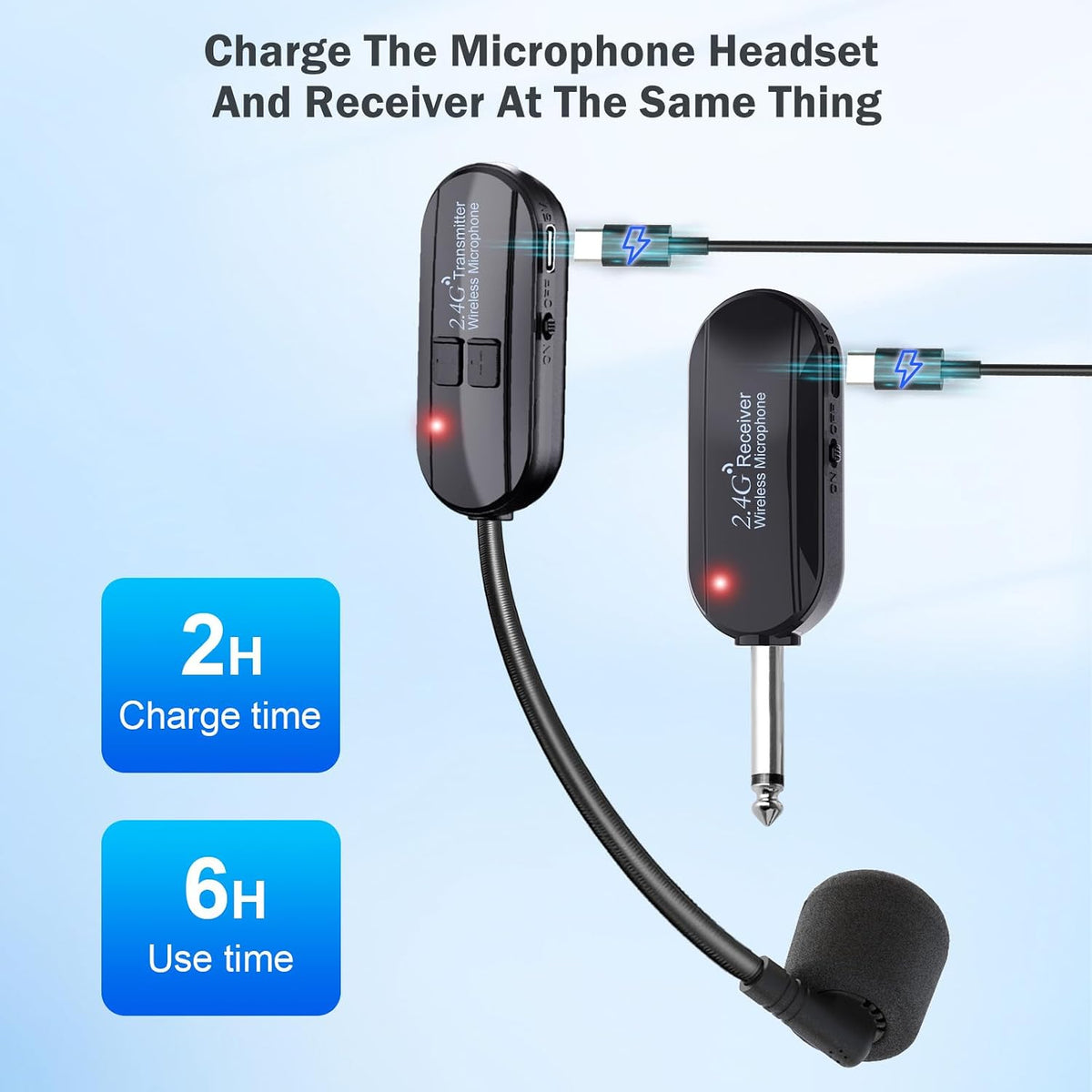 Auriculares con Micrófono Inalámbrico Doble Profesional: Cabezal de...