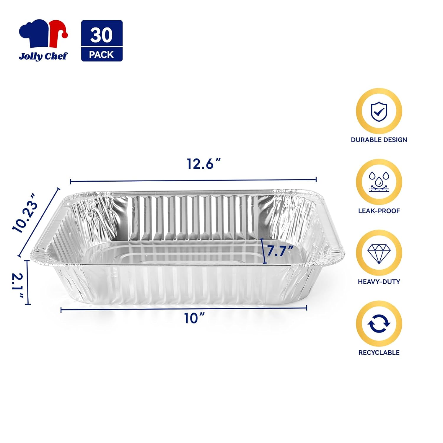JOLLY CHEF - Sartenes de aluminio de 9 x 13 pulgadas (paquete de 30...