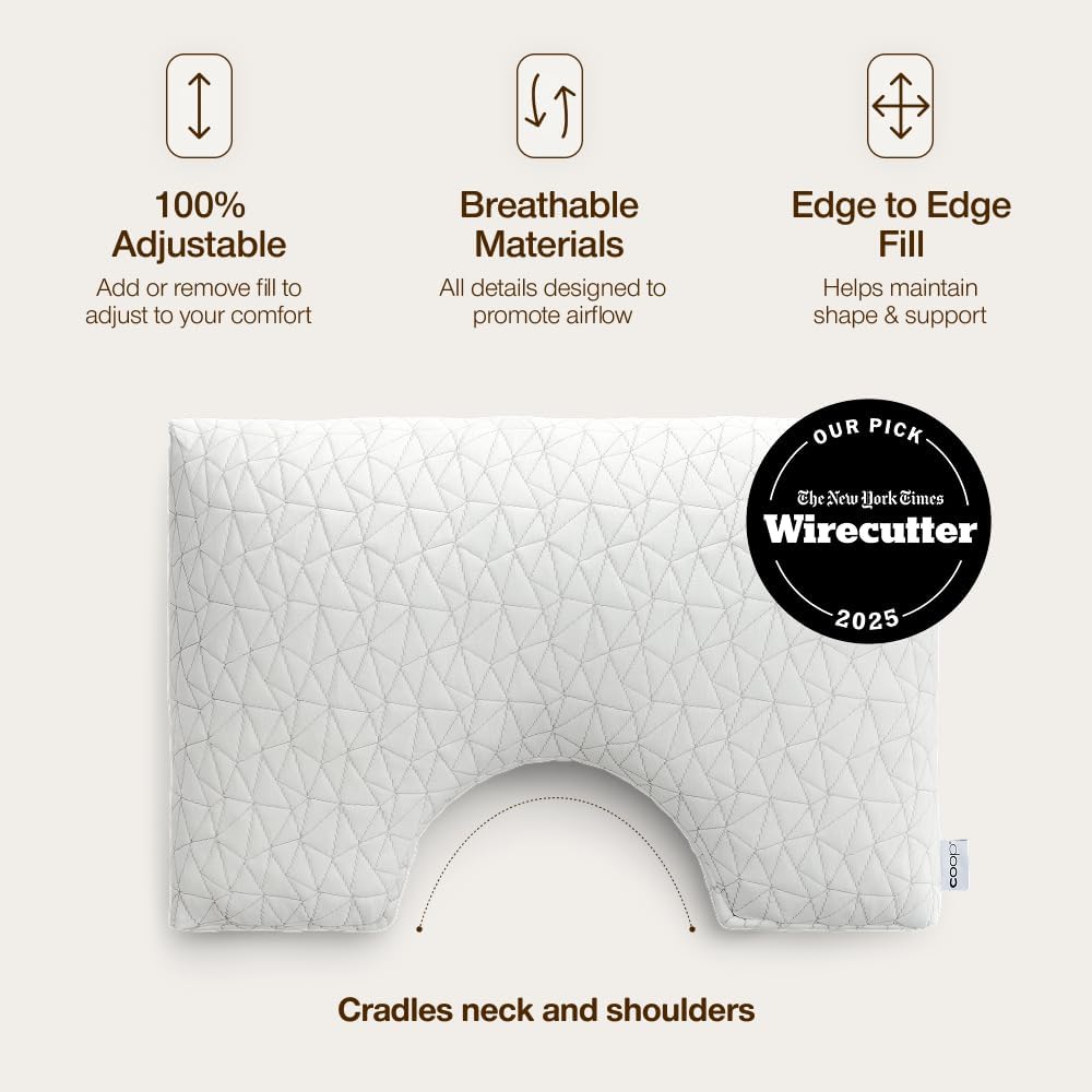 Coop Home Goods Almohada Ajustable con Corte Original, Almohadas de...