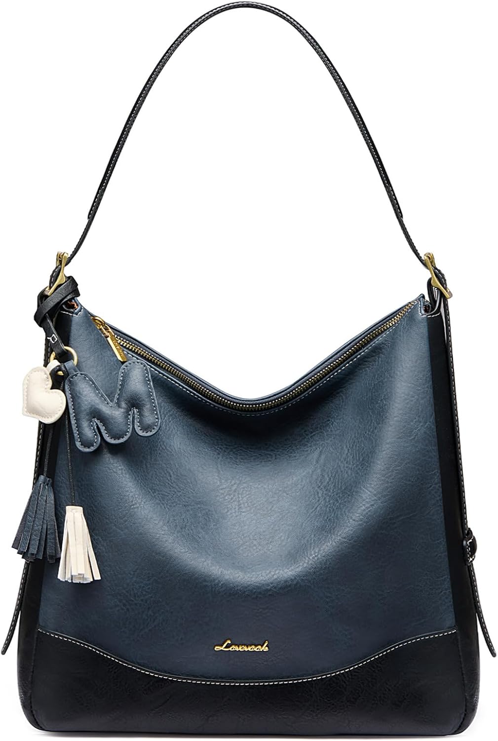 LOVEVOOK Bolsos hobo para mujer con dije inicial, bolso cruzado sua...