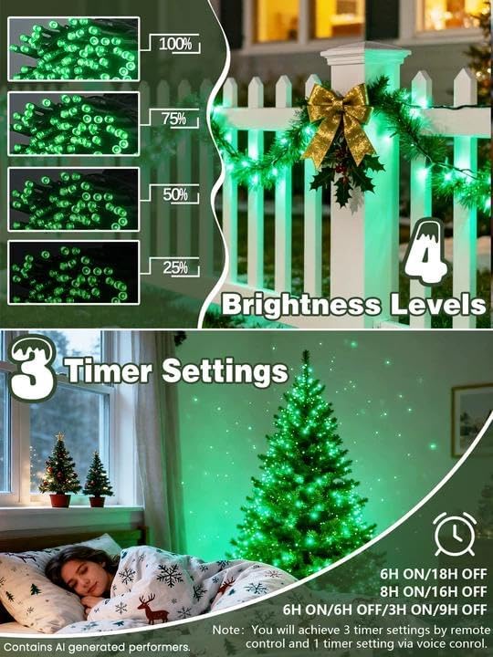 Guirnalda de luces navideñas de 300 LED, 99 pies, controladas por v...