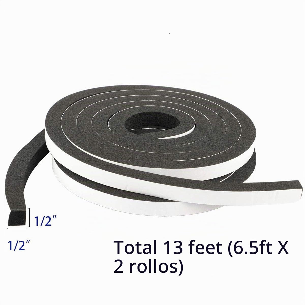 Cinta de espuma de alta densidad, 1\/2 pulgadas de ancho x 1\/2 pul...