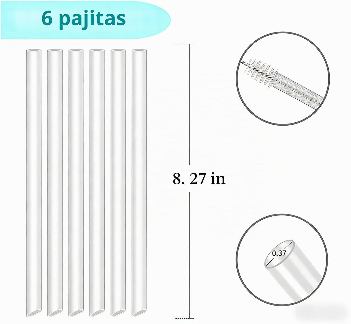 Bubrike - Paquete de 6 pajitas de repuesto compatibles con el vaso...
