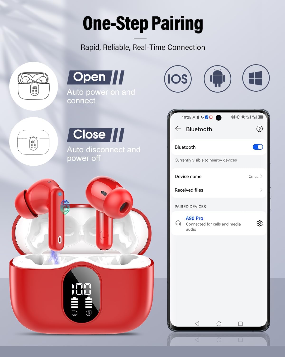 Auriculares inalámbricos, Bluetooth 5.4 Auriculares estéreo y llama...