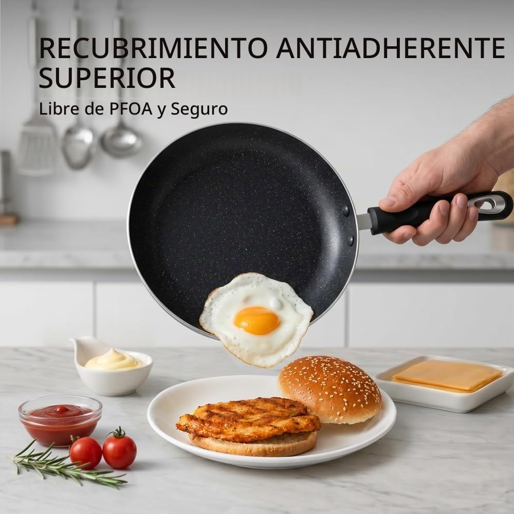 RATWIA - Juego de 3 sartenes antiadherentes para placa de inducción...