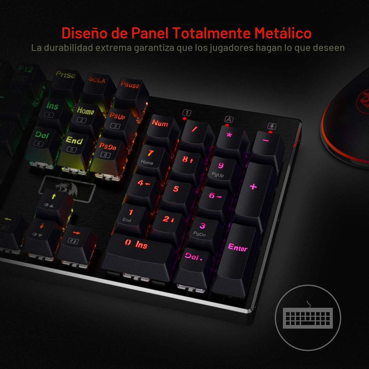 Redragon K556 teclado para juegos mecánicos con cable y luz posteri...