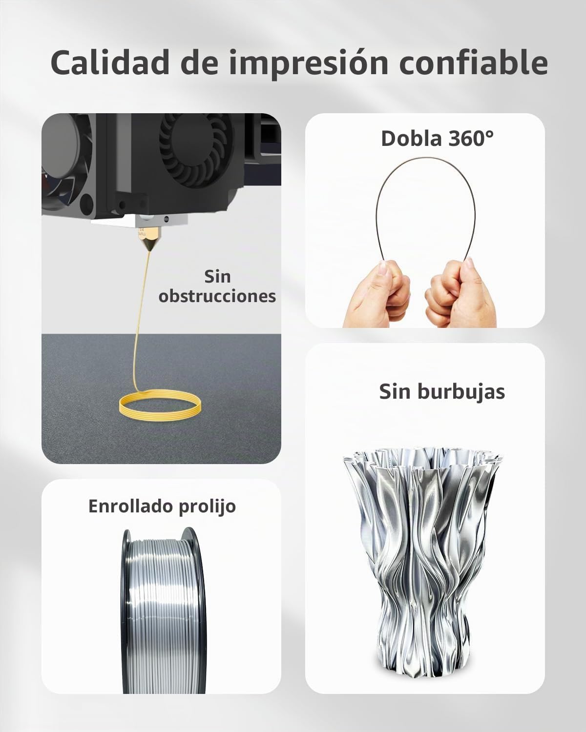 XZN Filamento PLA de seda 1.75mm, filamento para impresora 3D brill...