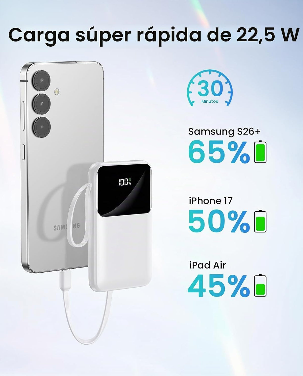 banco portátil del poder del cargador 15000mAh, más pequeño incorpo...