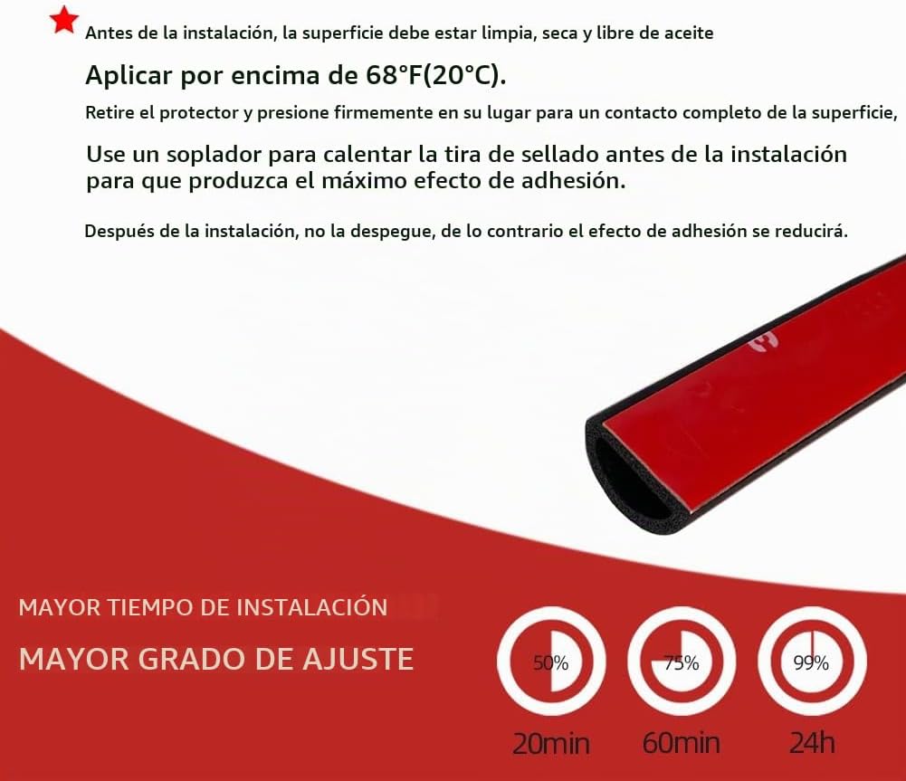 Aroilder Tira de Sellado de Goma Espuma, Autoadhesiva en Forma de D...