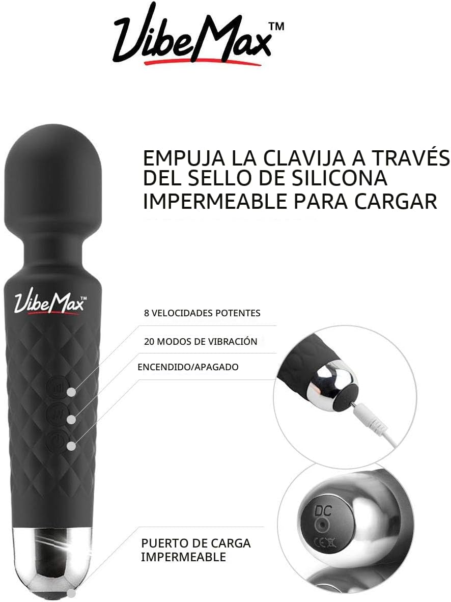 VibeMax Masajeador personal recargable - Potente vibración multivel...