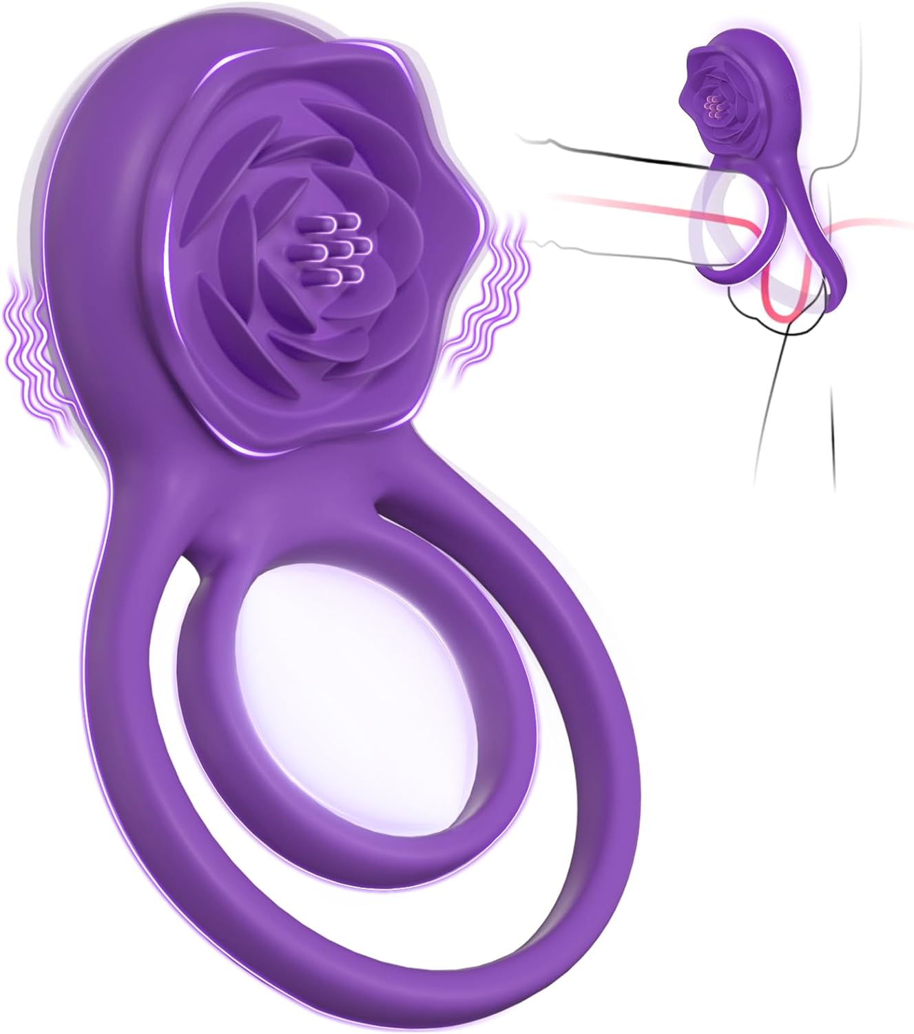 MOVGANI - Anillo vibrador para pene con estimulador de clítoris ros...
