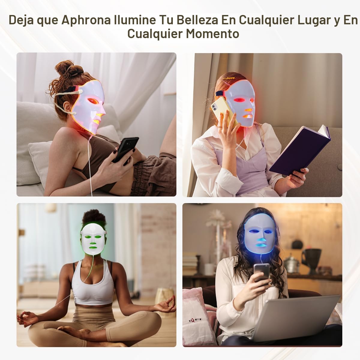 Aphrona MOONLIGHT PRO - Máscara facial con luz LED aprobada por la...
