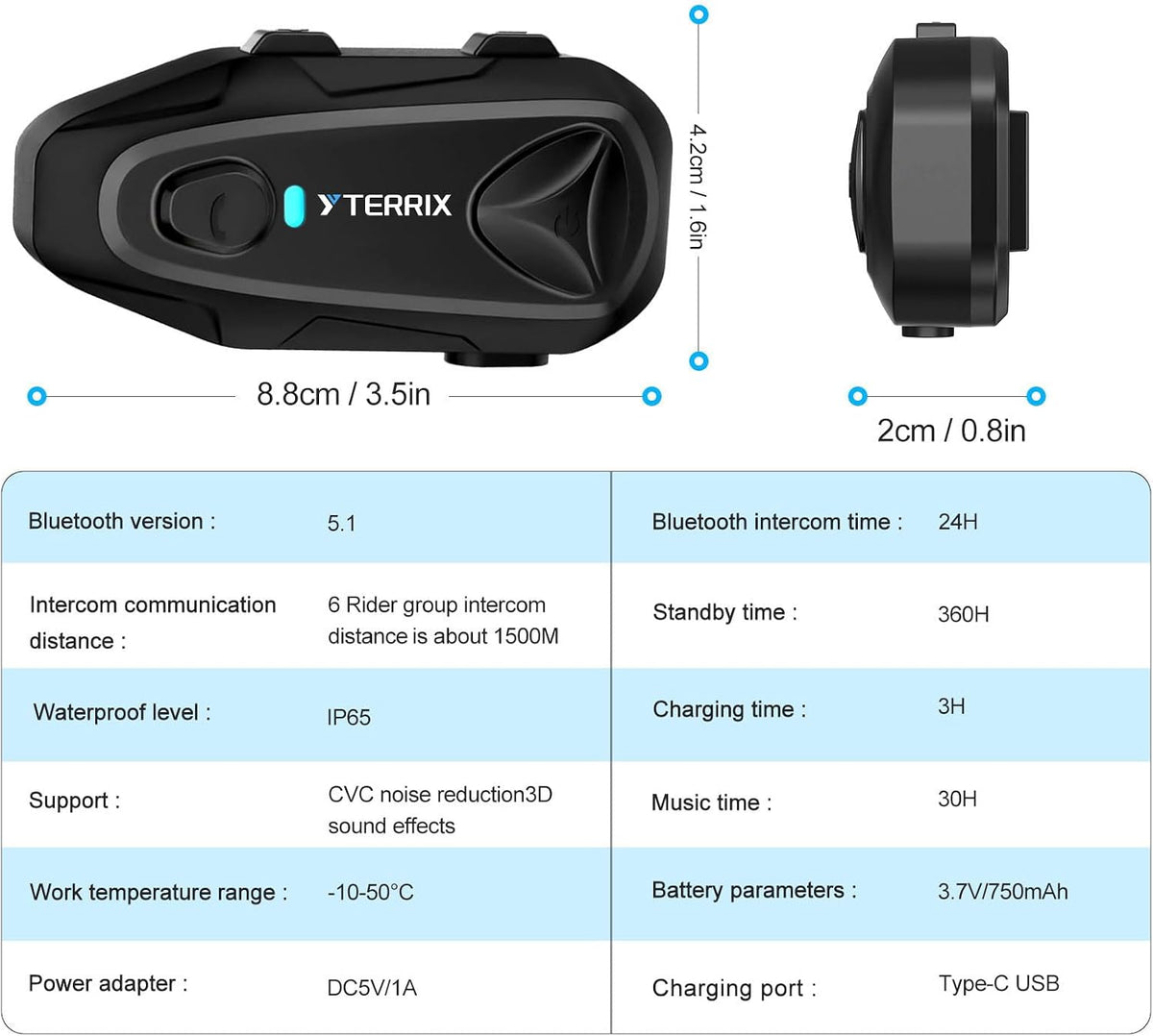 YTerrix Q4 - Auriculares Bluetooth para motocicleta con cancelación...