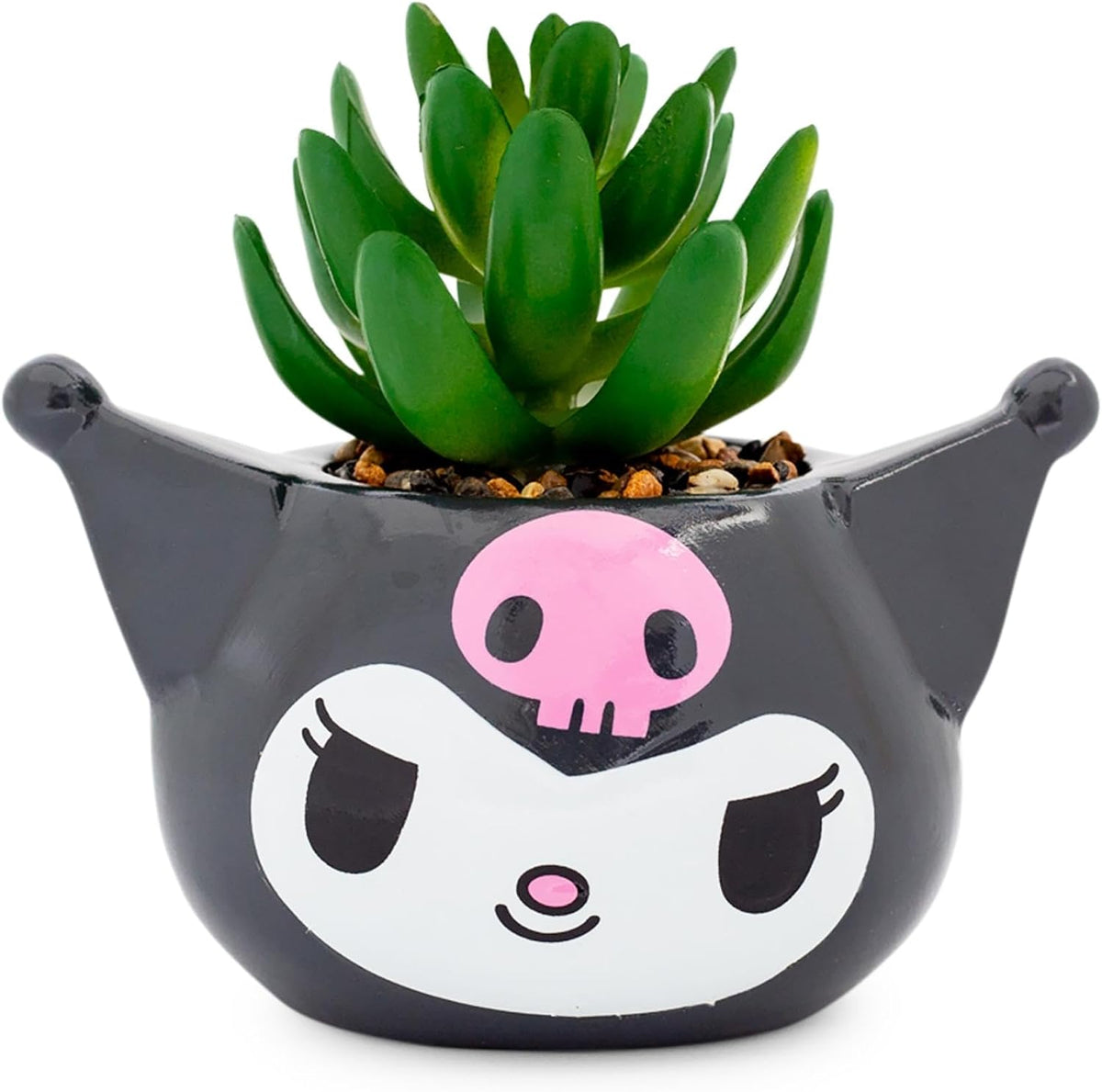 Toynk Sanrio Kuromi Smiling Head - Mini maceta de cerámica esculpid...