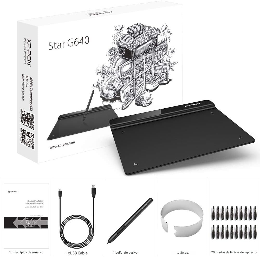 Tableta de Dibujo XPPen StarG640 Tableta Gráfica Digital de 6x4 Pul...