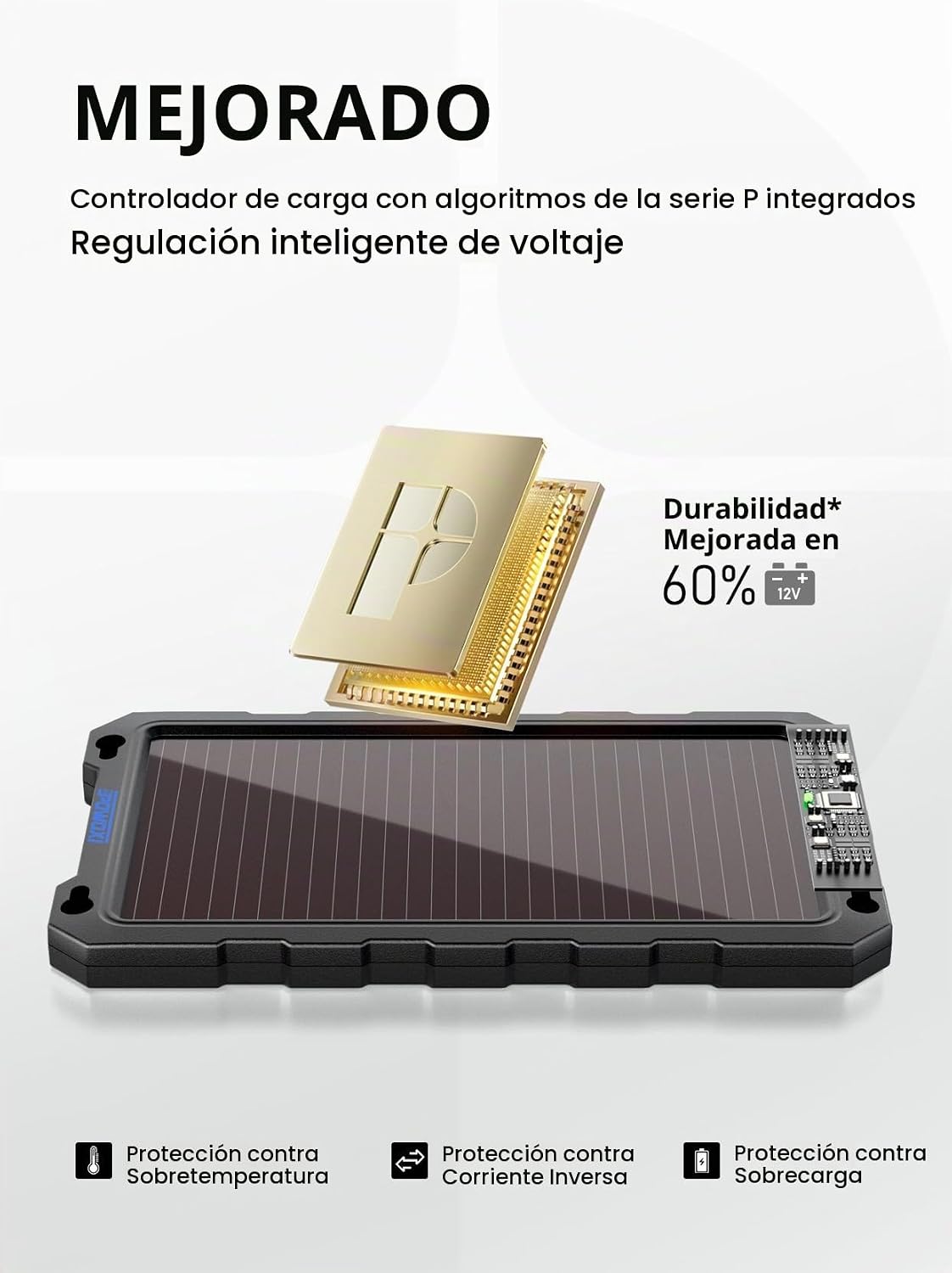 POWOXI 3.3W 12V Cargador de batería solar Kit de mantenimiento de g...