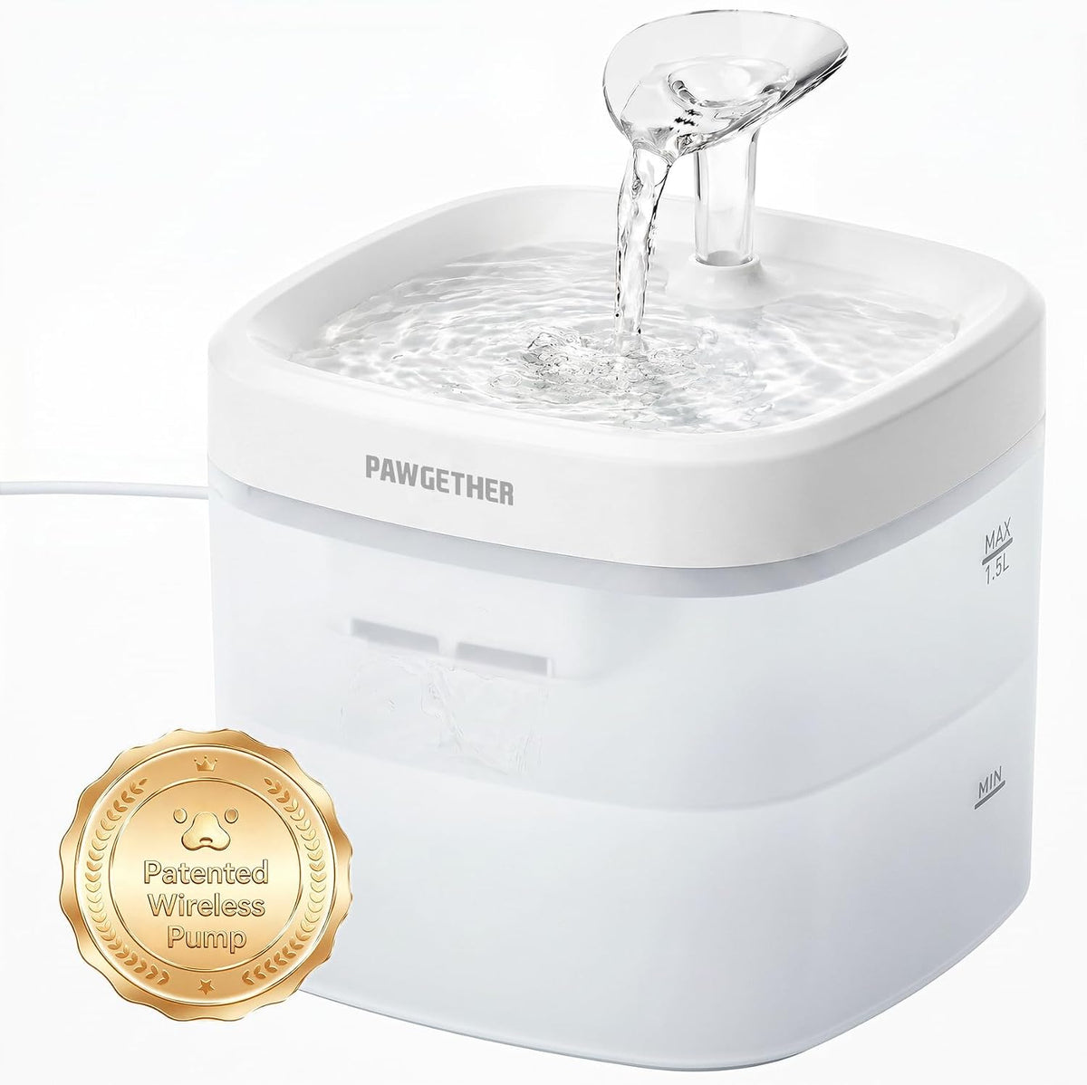 PAWGETHER® Fuente de agua para gatos con bomba inalámbrica de 51 oz...