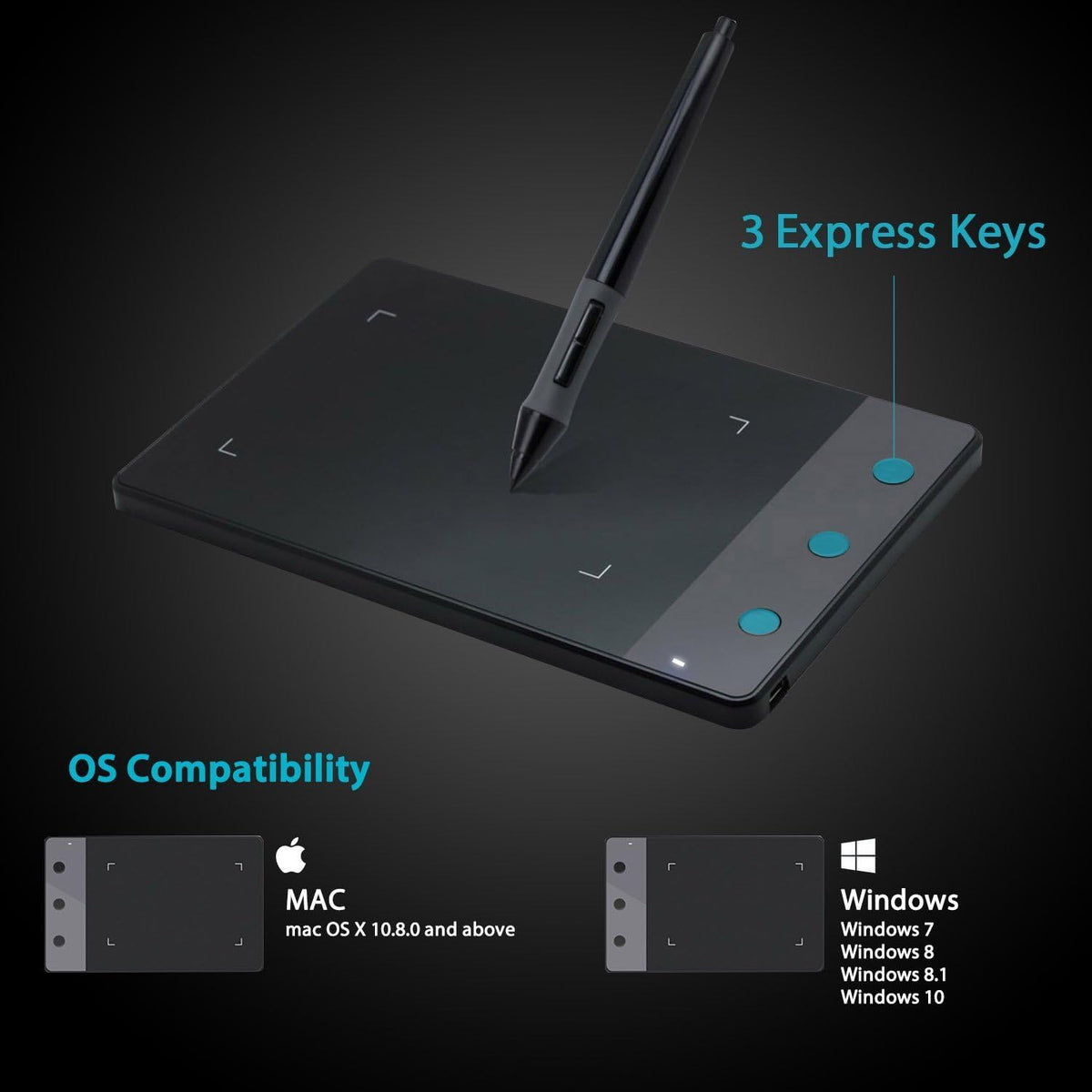 HUION H420 OSU - Tableta de dibujo gráfico con lápiz digital y 3 te...