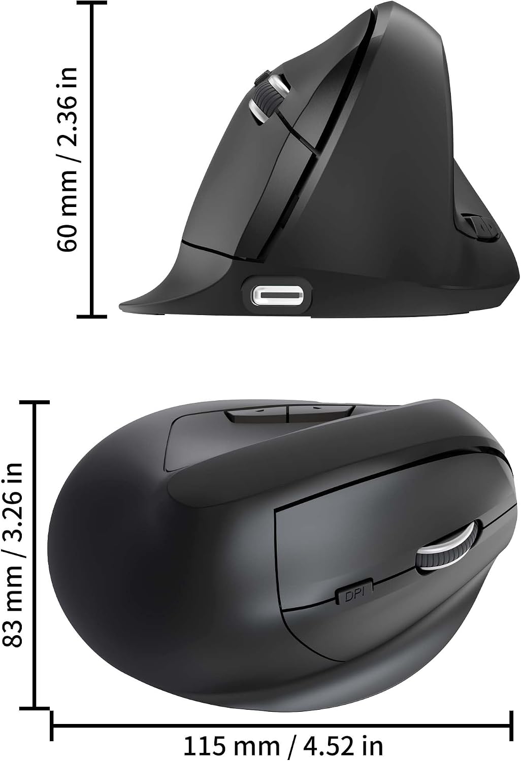 Ratón inalámbrico Bluetooth, ergonómico, vertical, recargable, sile...